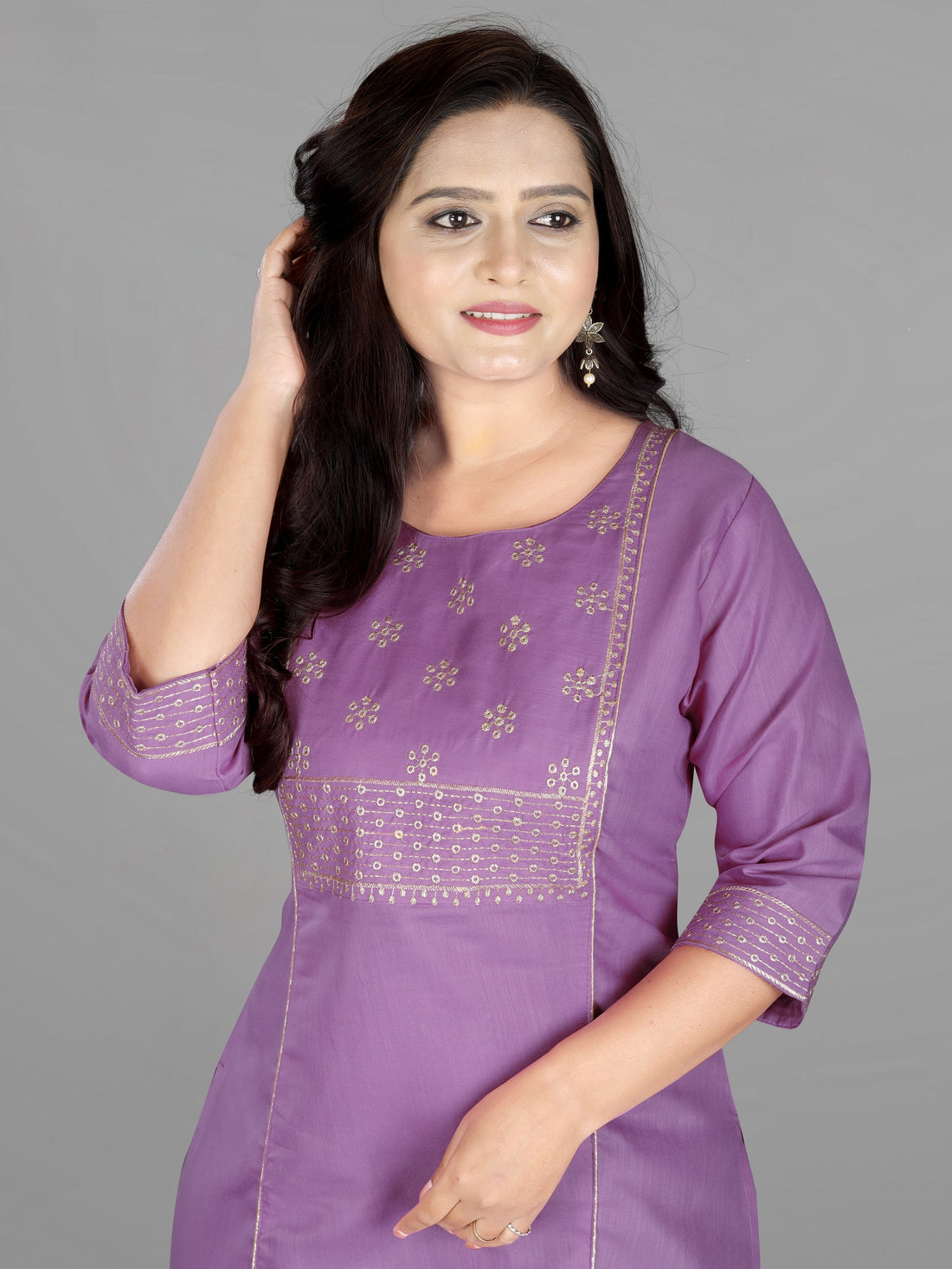 Women’s Elegant Cotton Slub Embroidered Kurti | Plus Size | M to 6XL