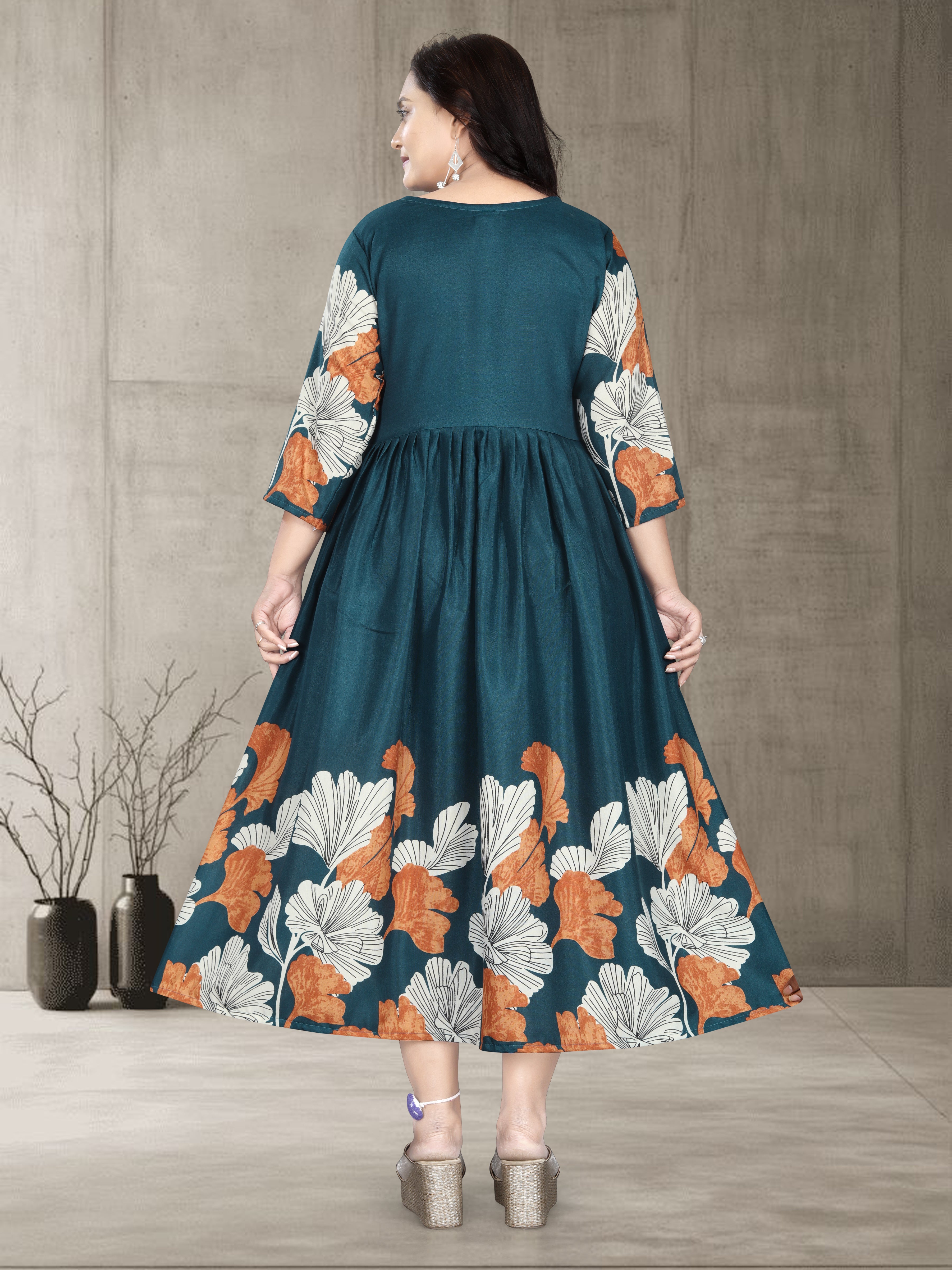 Women’s Printed Cotton Silk Anarkali Kurti | Elegant Flared Kurti | Size M to 3XL