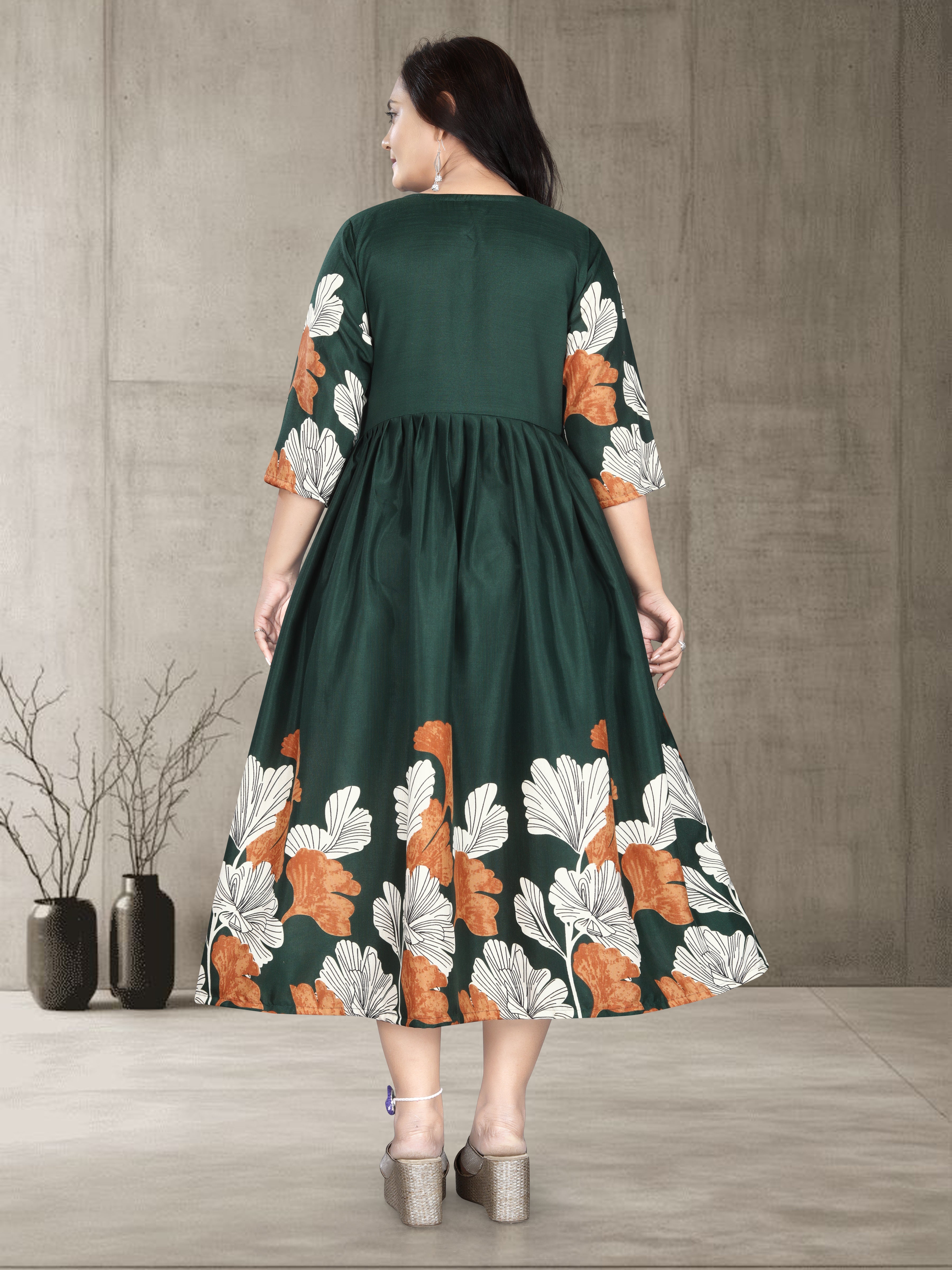 Women’s Printed Cotton Silk Anarkali Kurti | Elegant Flared Kurti | Size M to 3XL