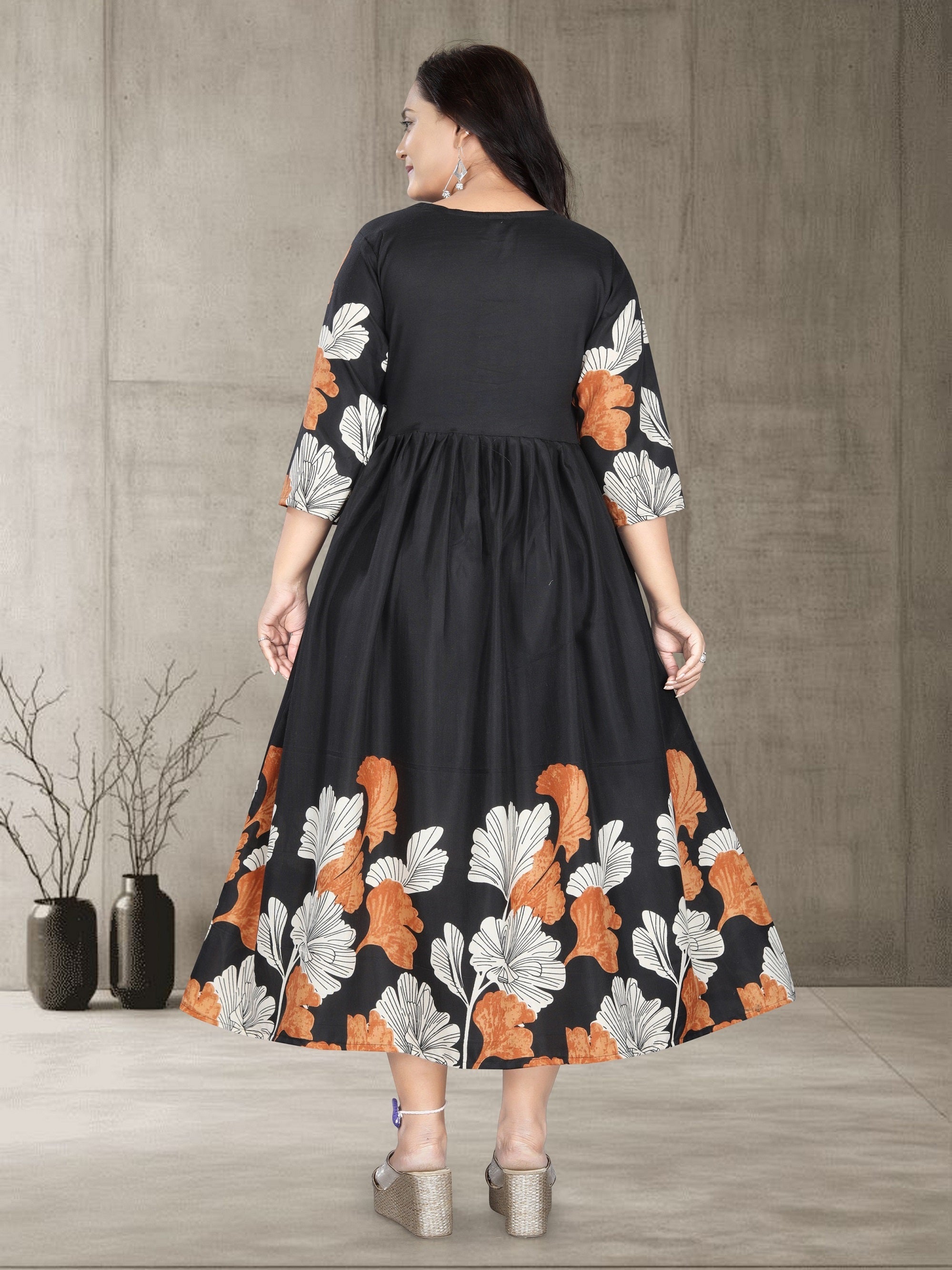 Women’s Printed Cotton Silk Anarkali Kurti | Elegant Flared Kurti | Size M to 3XL