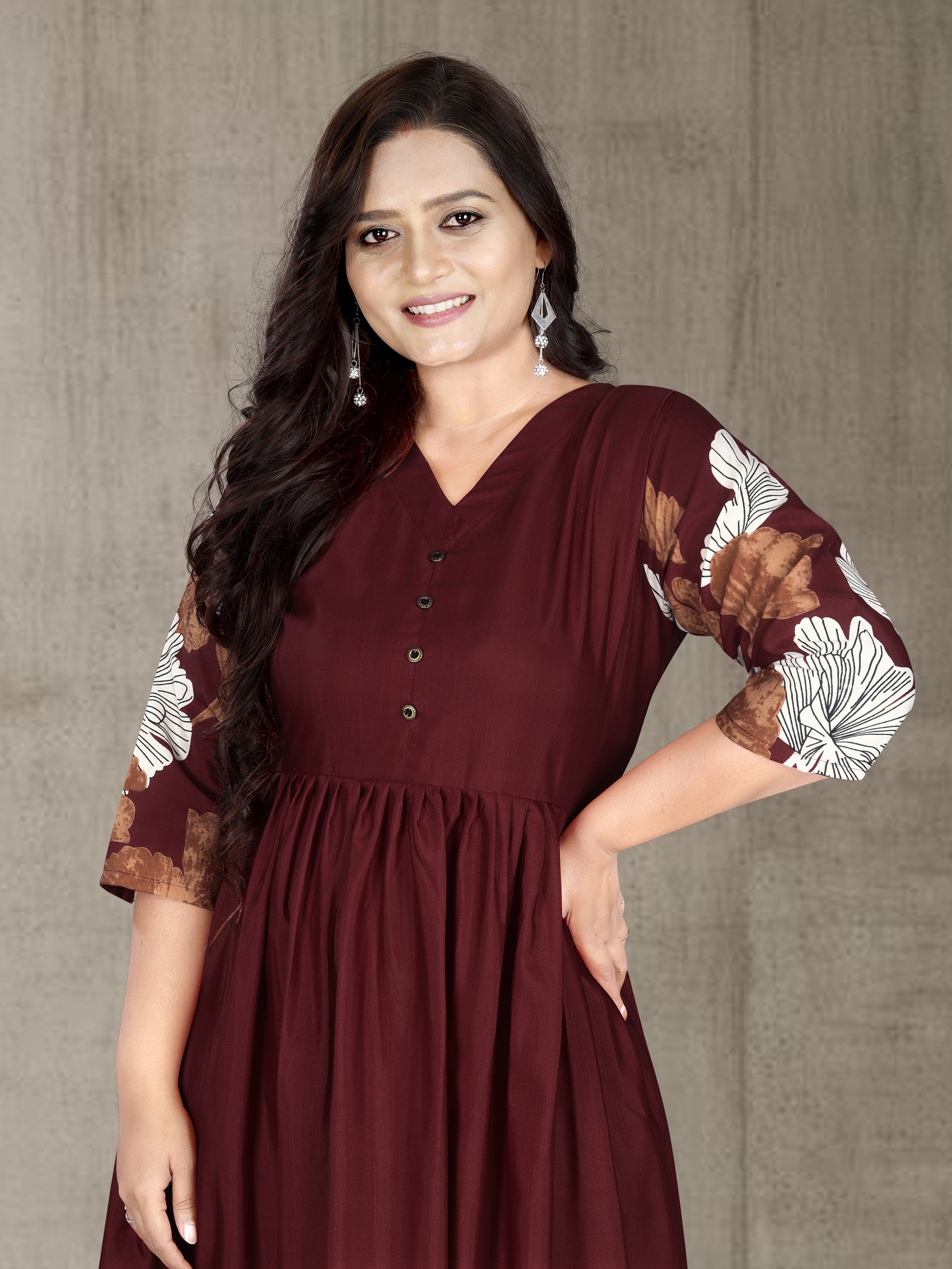 Women’s Printed Cotton Silk Anarkali Kurti | Elegant Flared Kurti | Size M to 3XL