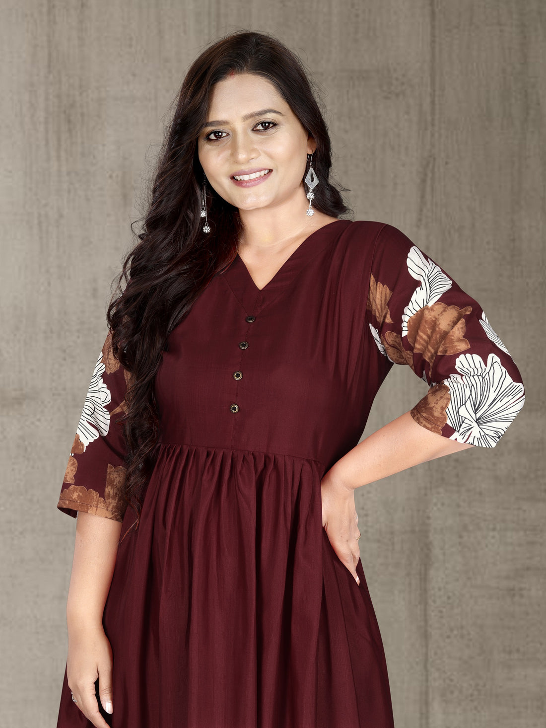 Women’s Printed Cotton Silk Anarkali Kurti | Elegant Flared Kurti | Size M to 3XL