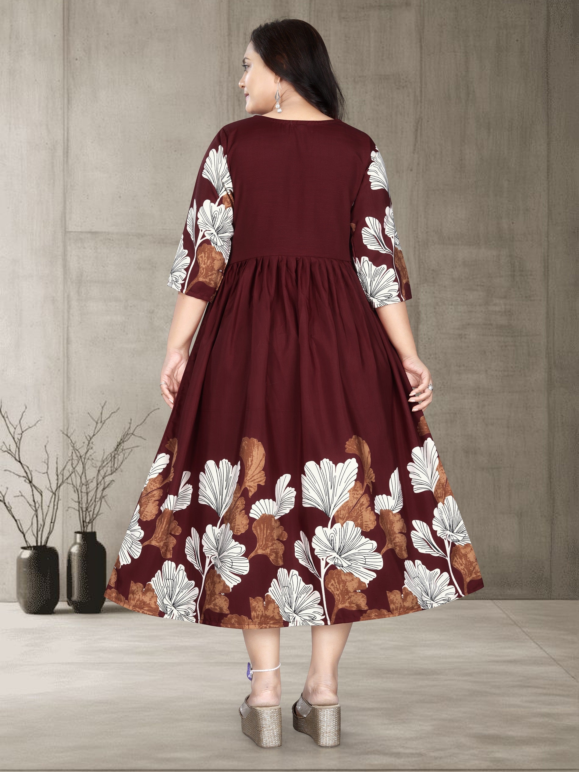 Women’s Printed Cotton Silk Anarkali Kurti | Elegant Flared Kurti | Size M to 3XL