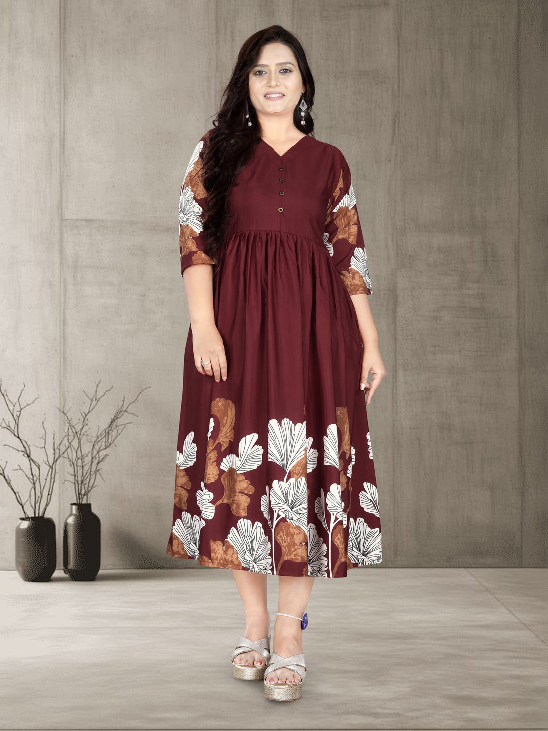 Women’s Printed Cotton Silk Anarkali Kurti | Elegant Flared Kurti | Size M to 3XL