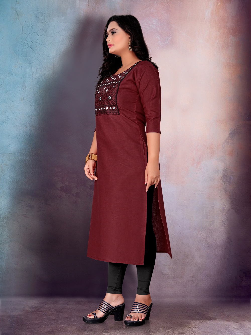 Womens Embroidered Plus Size Cotton Kurti Shagun Kurtis 4056